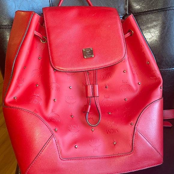 MCM RUBY RED Claudia Studs Bag